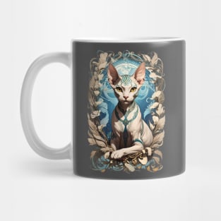 Sphynx Cat tribal retro vintage floral design Mug